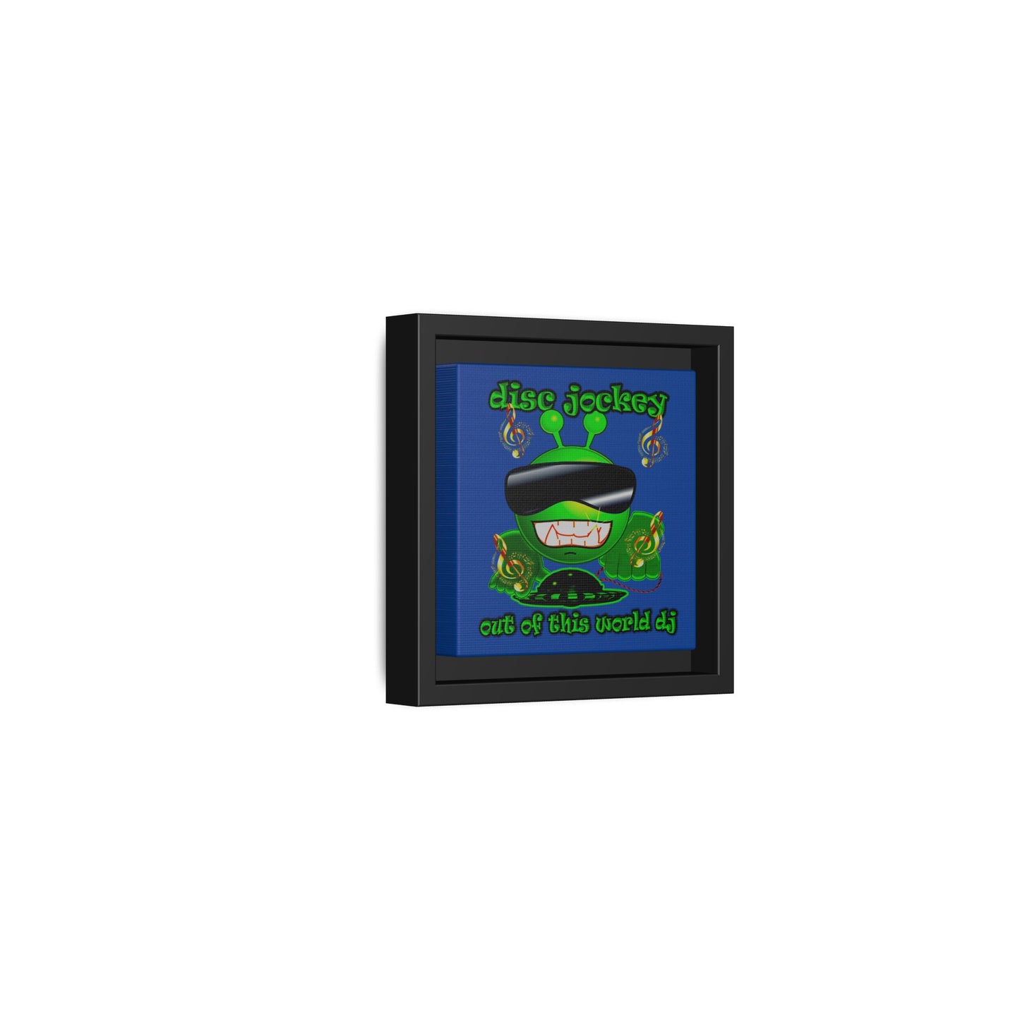 disc jockey - framed canvas art (dark blue)