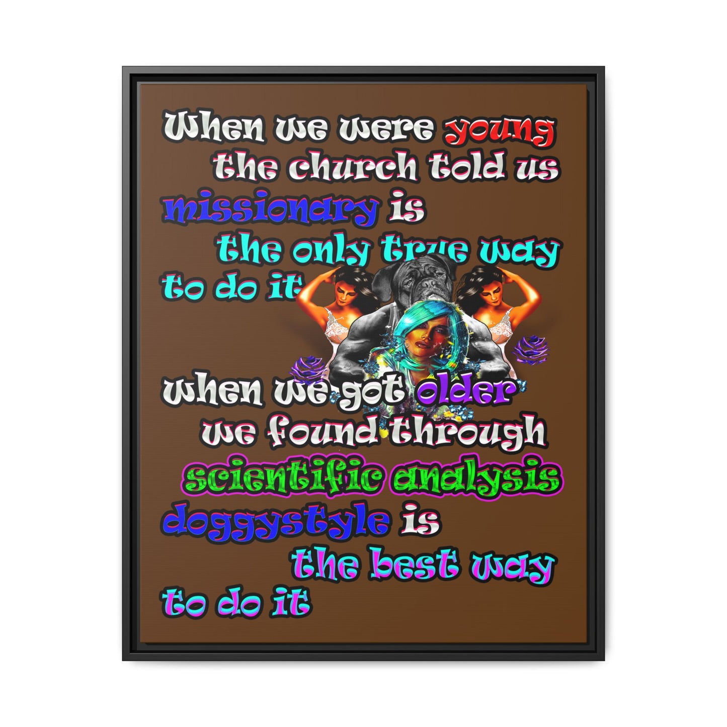 doggystyle - framed canvas art (brown)