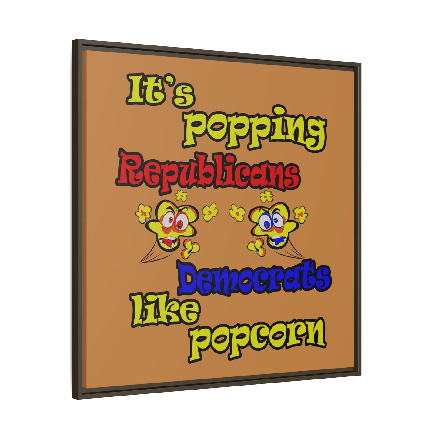 popping like popcorn - framed canvas art (light brown)