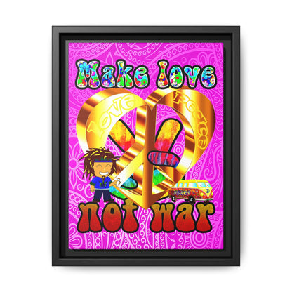 love peace - framed canvas art (pink swirl)