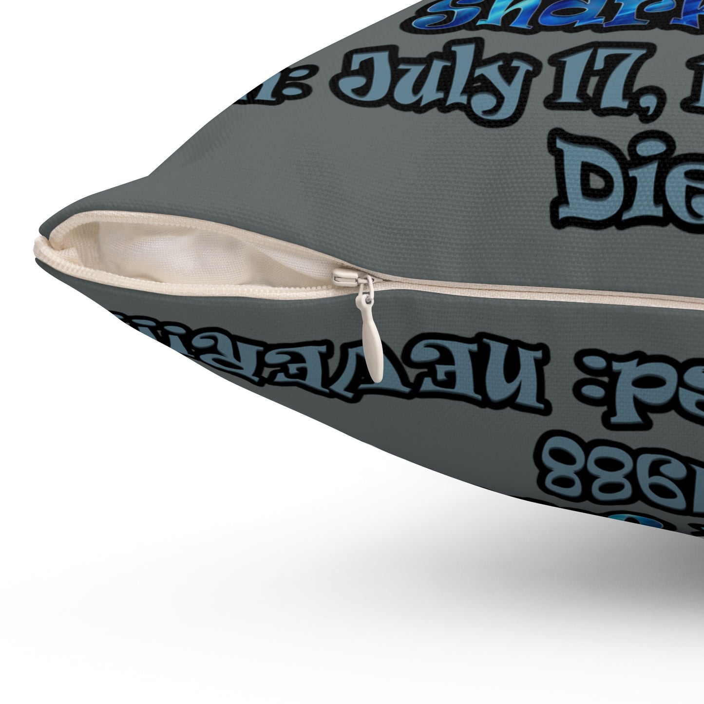shark week - Spun Polyester Square Pillow - (dark grey)
