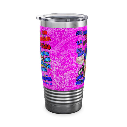 drop the beat - Ringneck Tumbler, 20oz  (pink swirl)