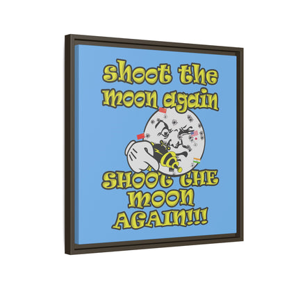 shoot the moon again - framed canvas art (light blue)