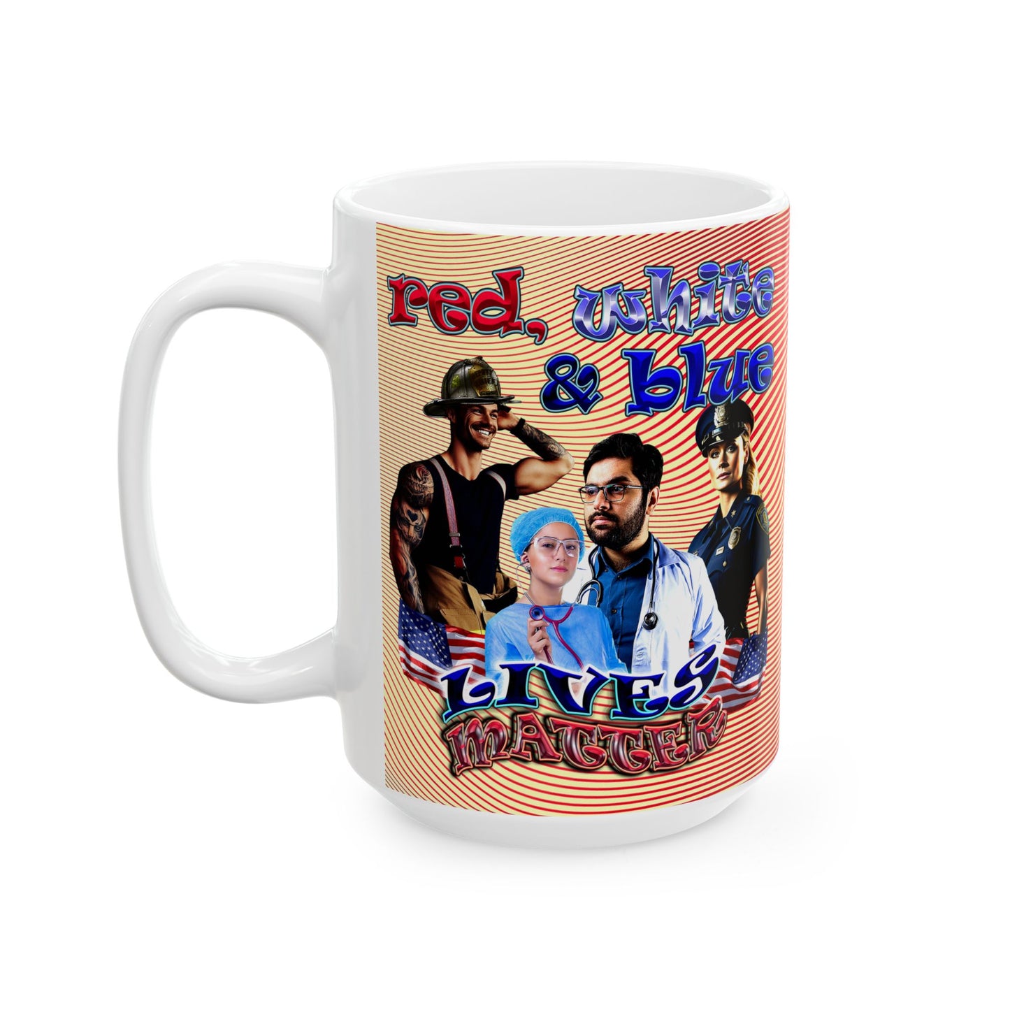 rw&b lives matter - White Mug (yellow-orange wave)