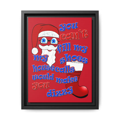 santa's shoes - framed canvas art (dark red)