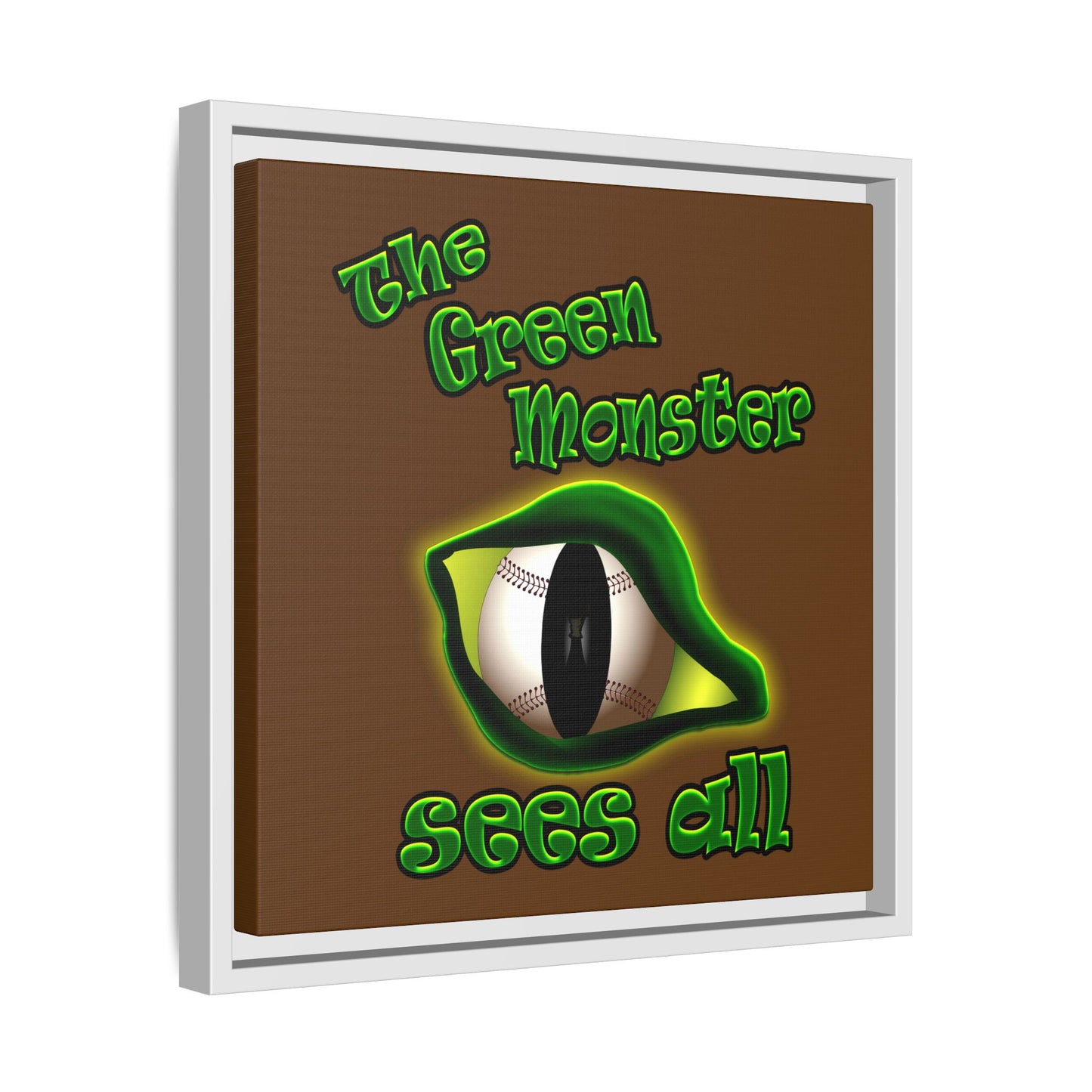 green monster - framed canvas art (brown)