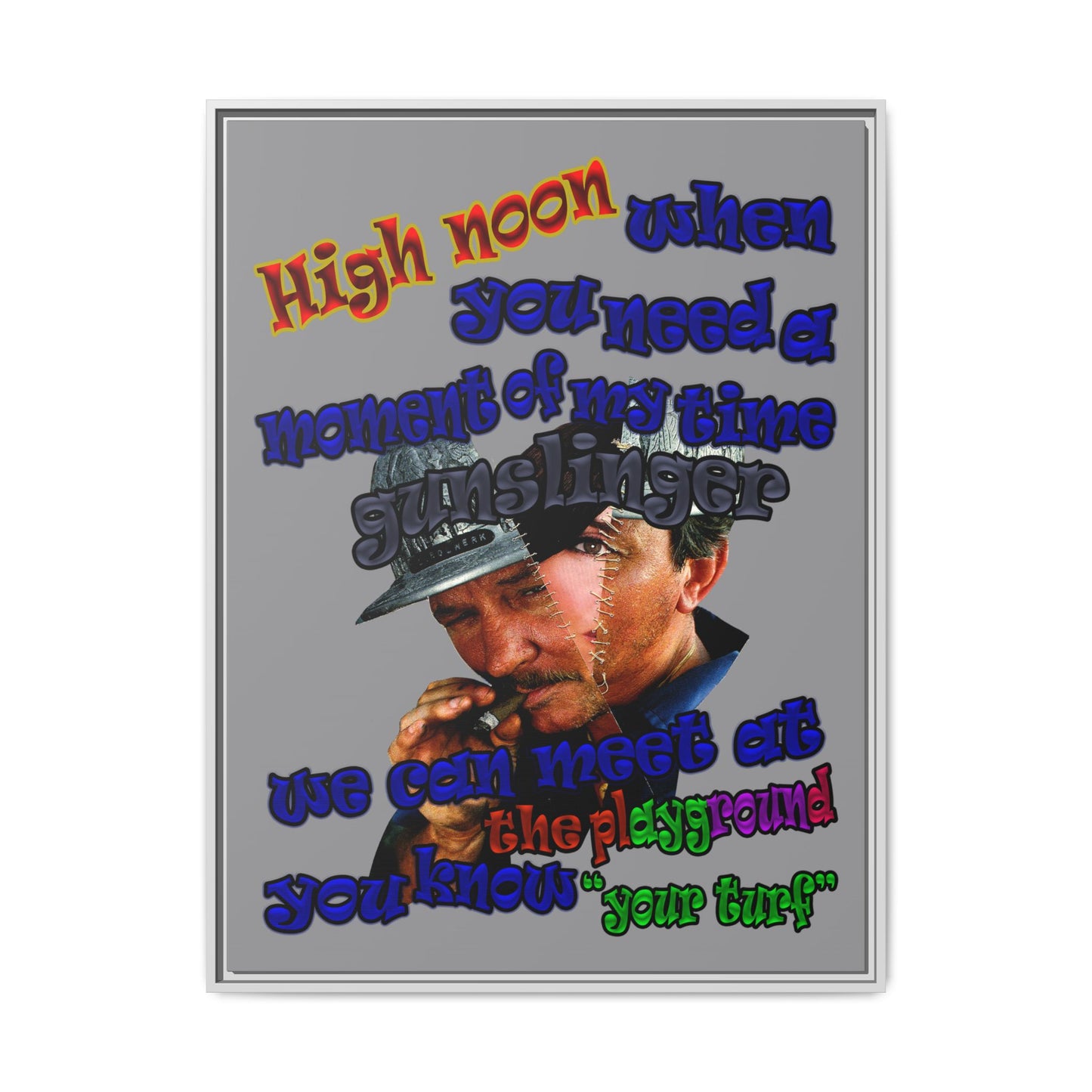 high noon - framed canvas art (grey)