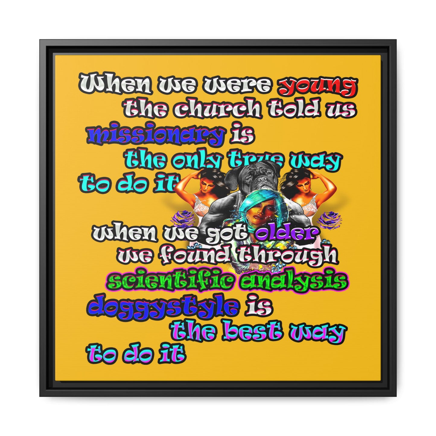 doggystyle - framed canvas art (yellow)