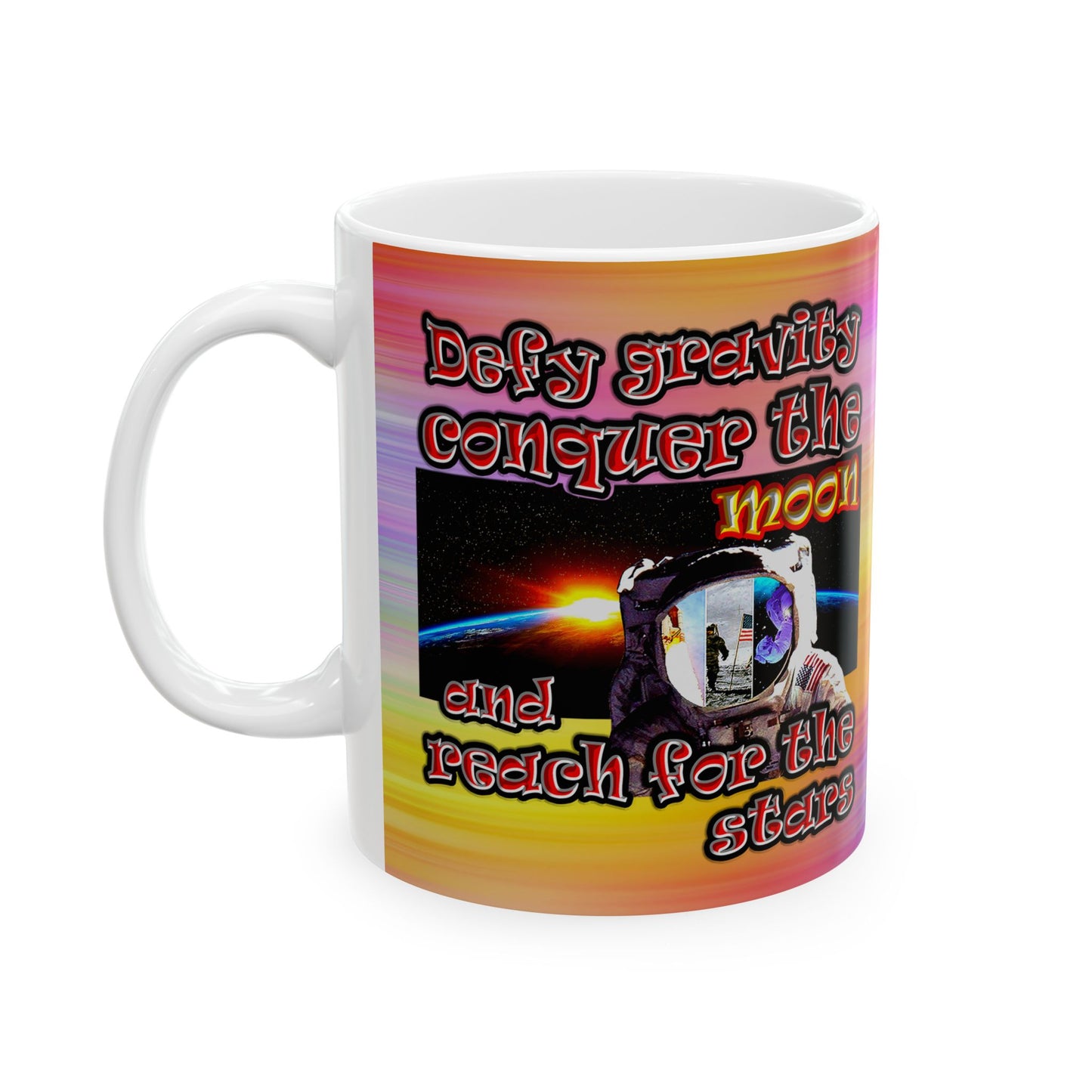defy conquer reach - White Mug (color blur)
