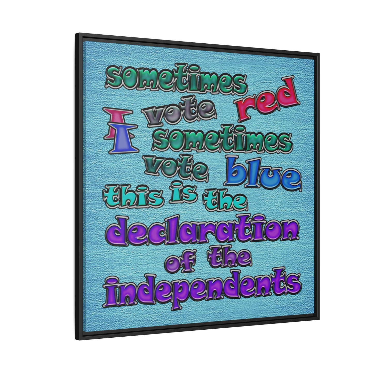 declaration of the independents - framed canvas art (faded blue)