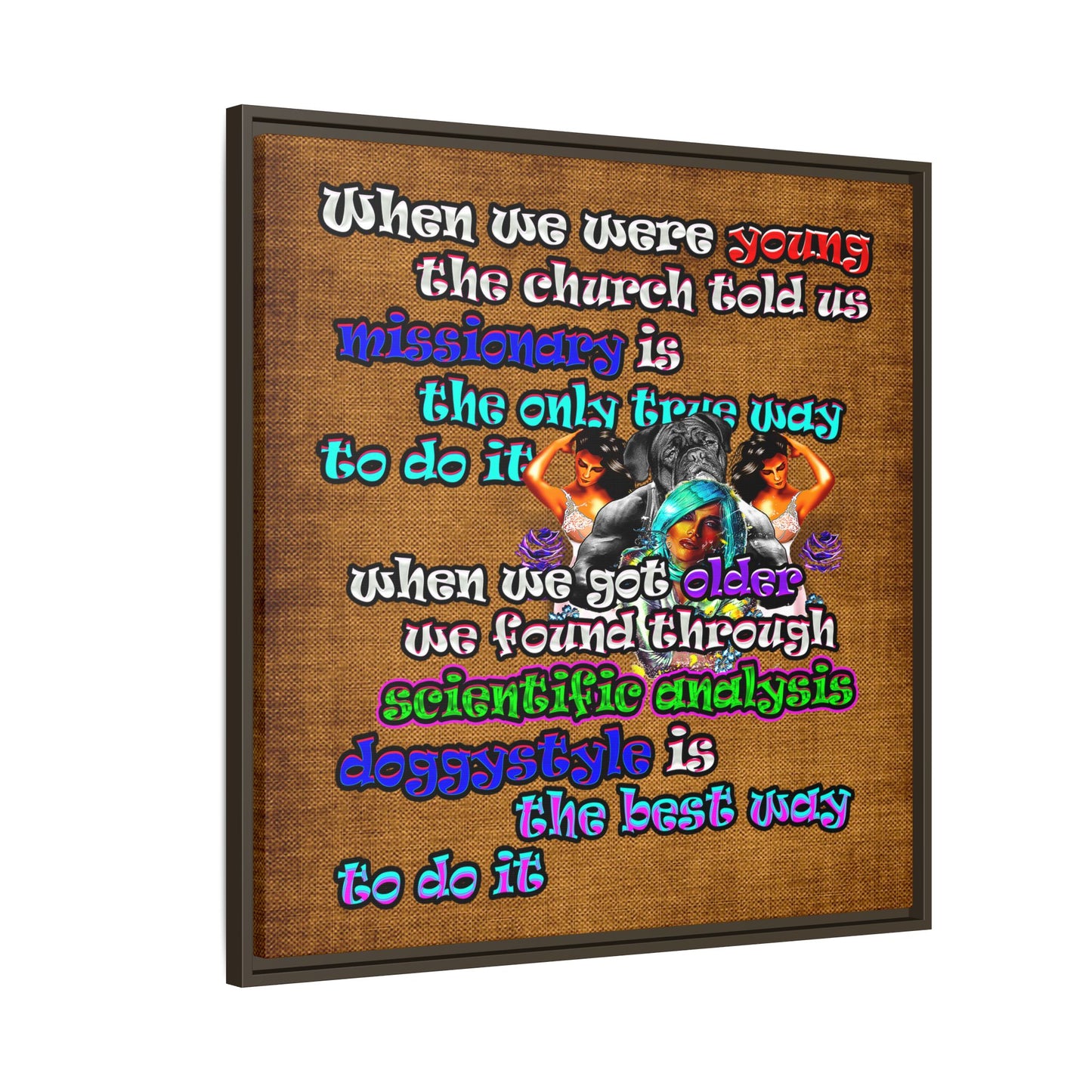 doggystyle - framed canvas art (brown papyrus)