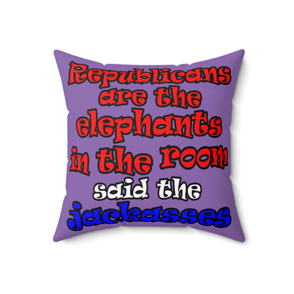 donkeys and elephants - Spun Polyester Square Pillow - (light purple)