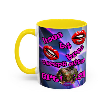 hoes b4 bros - Accent Mug (grey-pink wave)