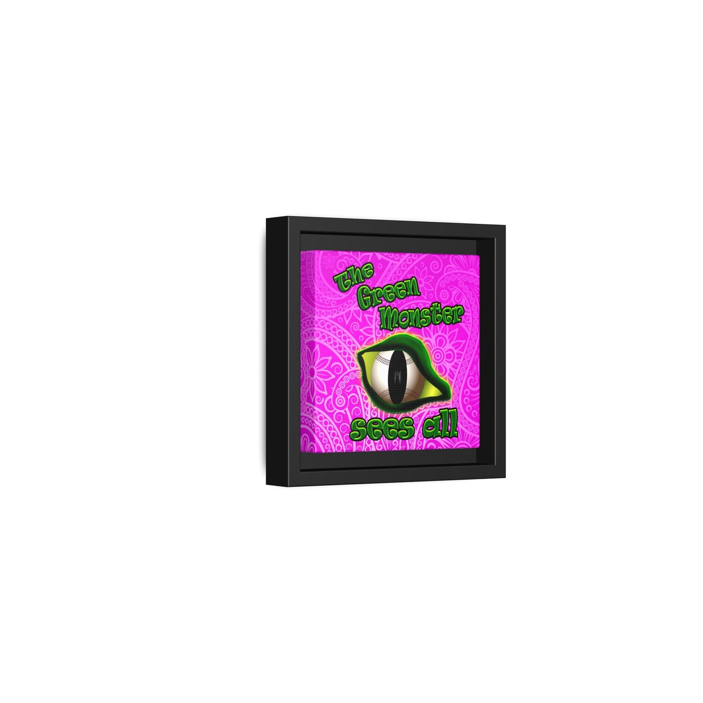 green monster - framed canvas art (pink swirl)
