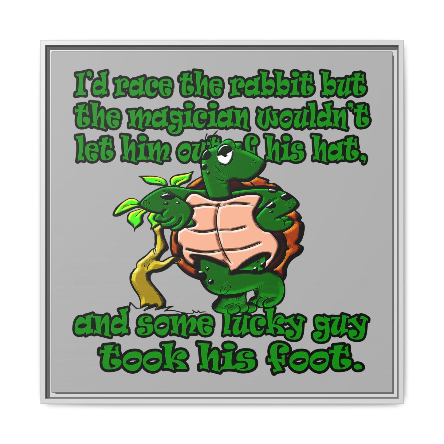 turtle race - framed canvas art (light grey)