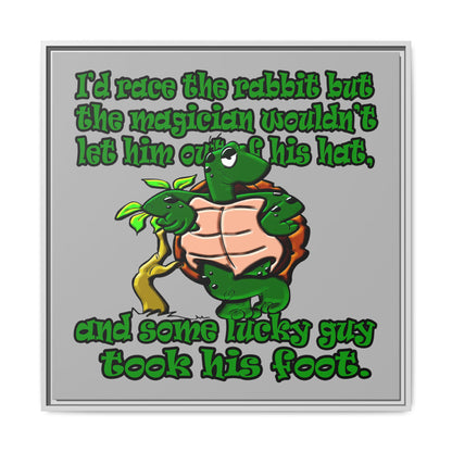 turtle race - framed canvas art (light grey)