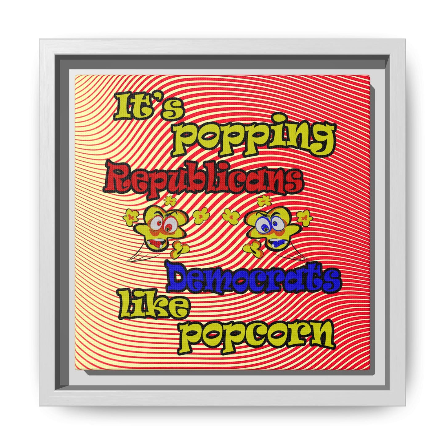 popping like popcorn - framed canvas art (yellow-orange wave)