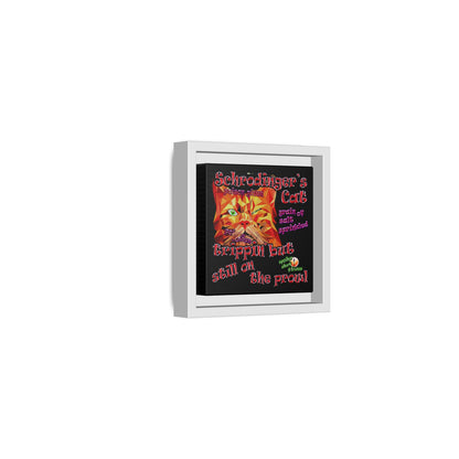 schrodinger's cat - framed canvas art (black)