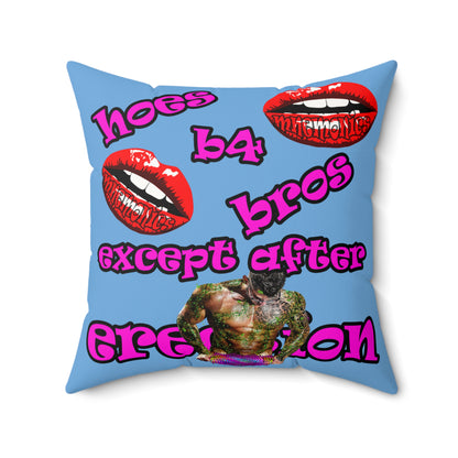 hoes b4 bros - Faux Suede Square Pillow - (light blue)