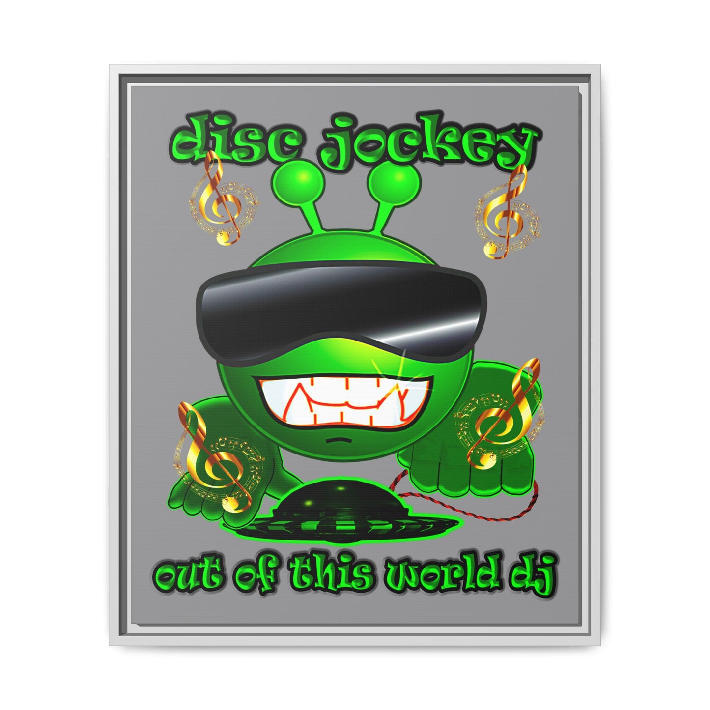 disc jockey - framed canvas art (grey)
