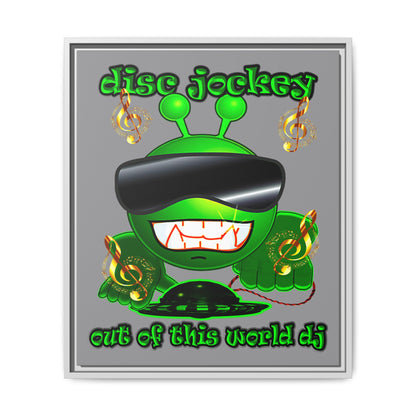 disc jockey - framed canvas art (grey)