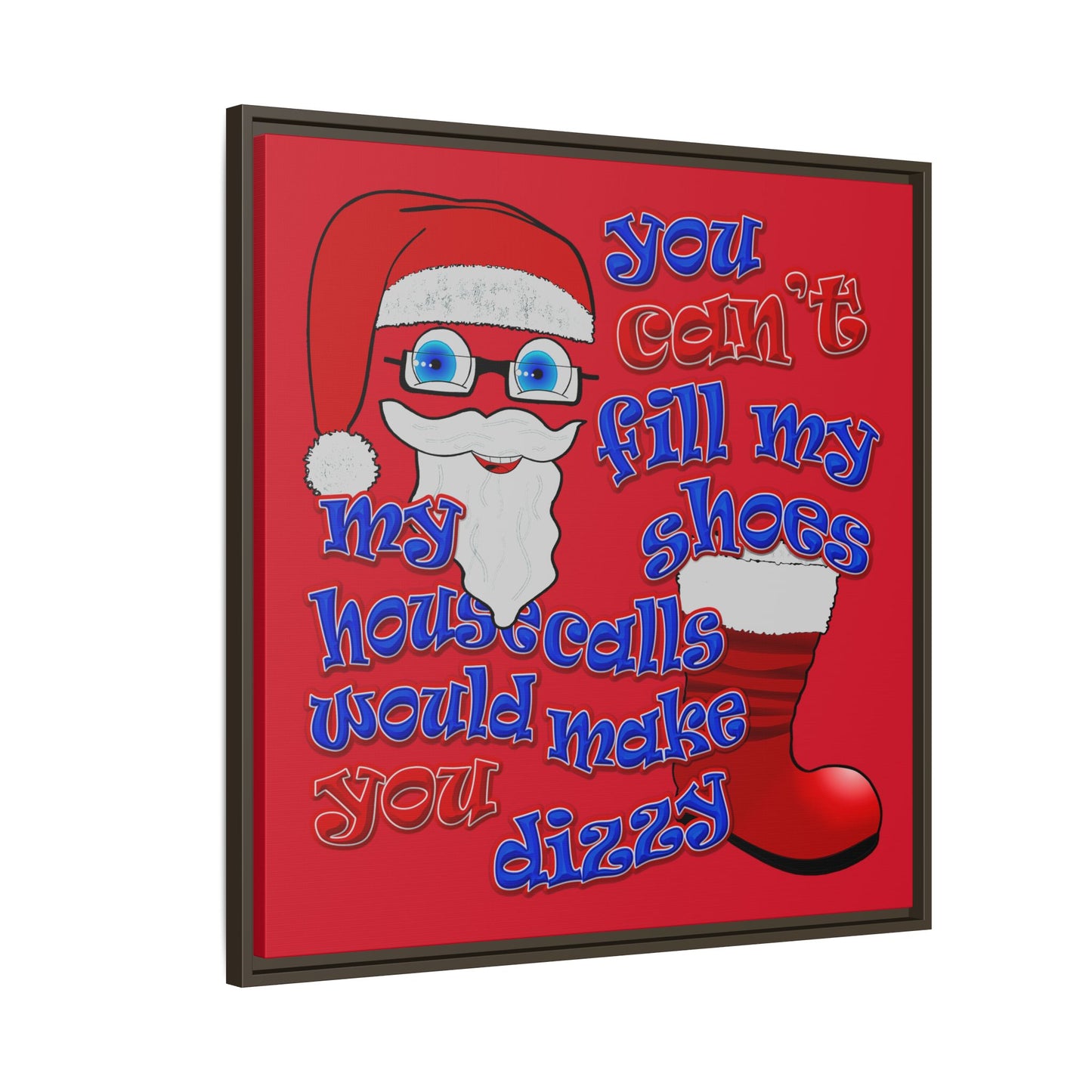 santa's shoes - framed canvas art (dark red)
