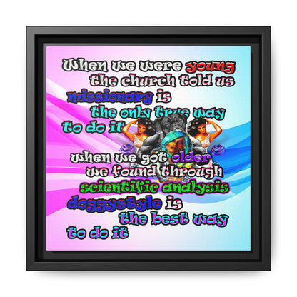 doggystyle - framed canvas art (light blue-pink wave)