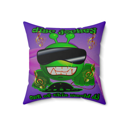 disc jockey - Faux Suede Square Pillow - (purple-pink wave)