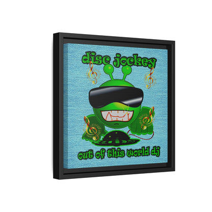 disc jockey - framed canvas art (faded blue)
