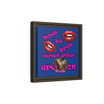 hoes b4 bros - framed canvas art (dark blue)