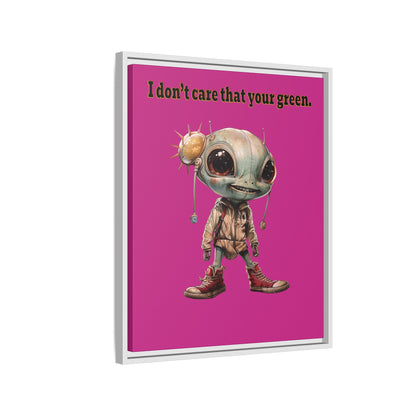 I don't care that your green - framed canvas art (pink)