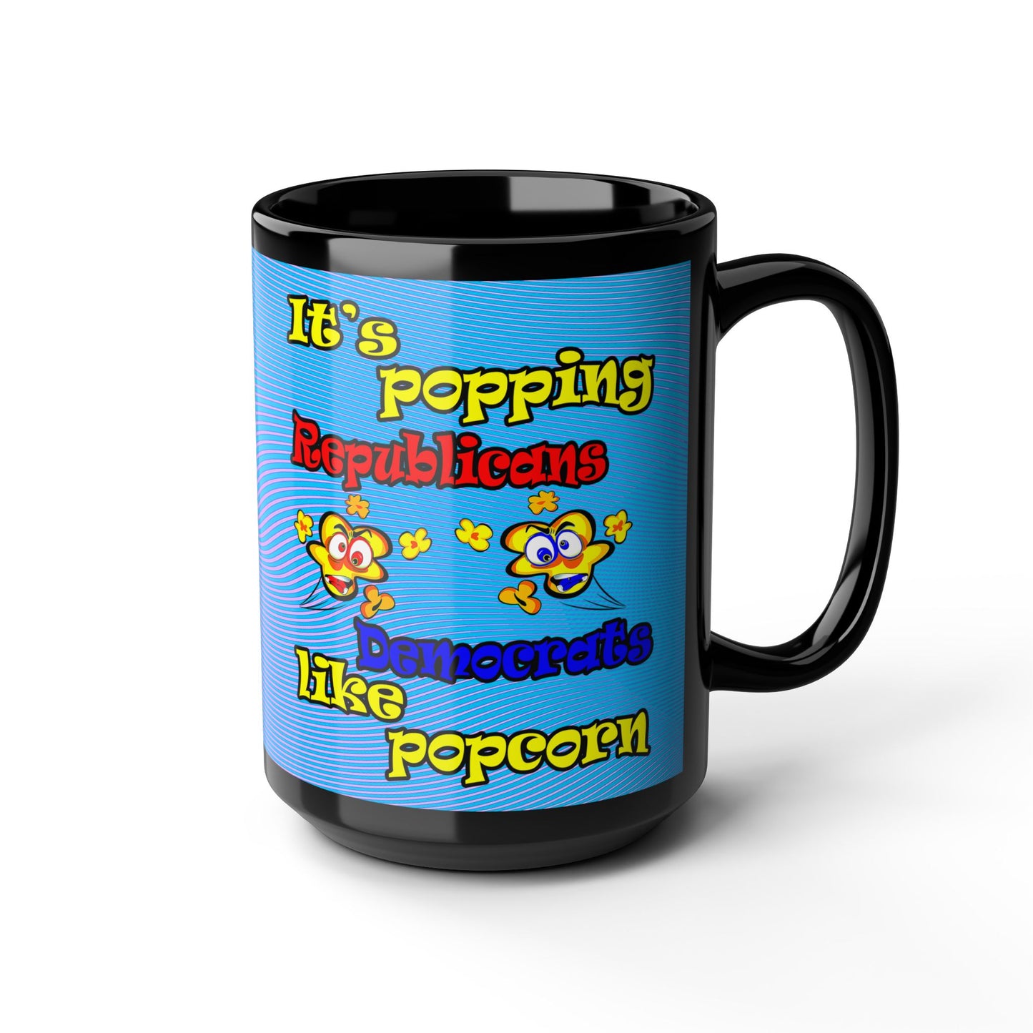 popping like popcorn - Black Mug (light blue-purple wave)