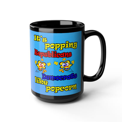 popping like popcorn - Black Mug (light blue-purple wave)