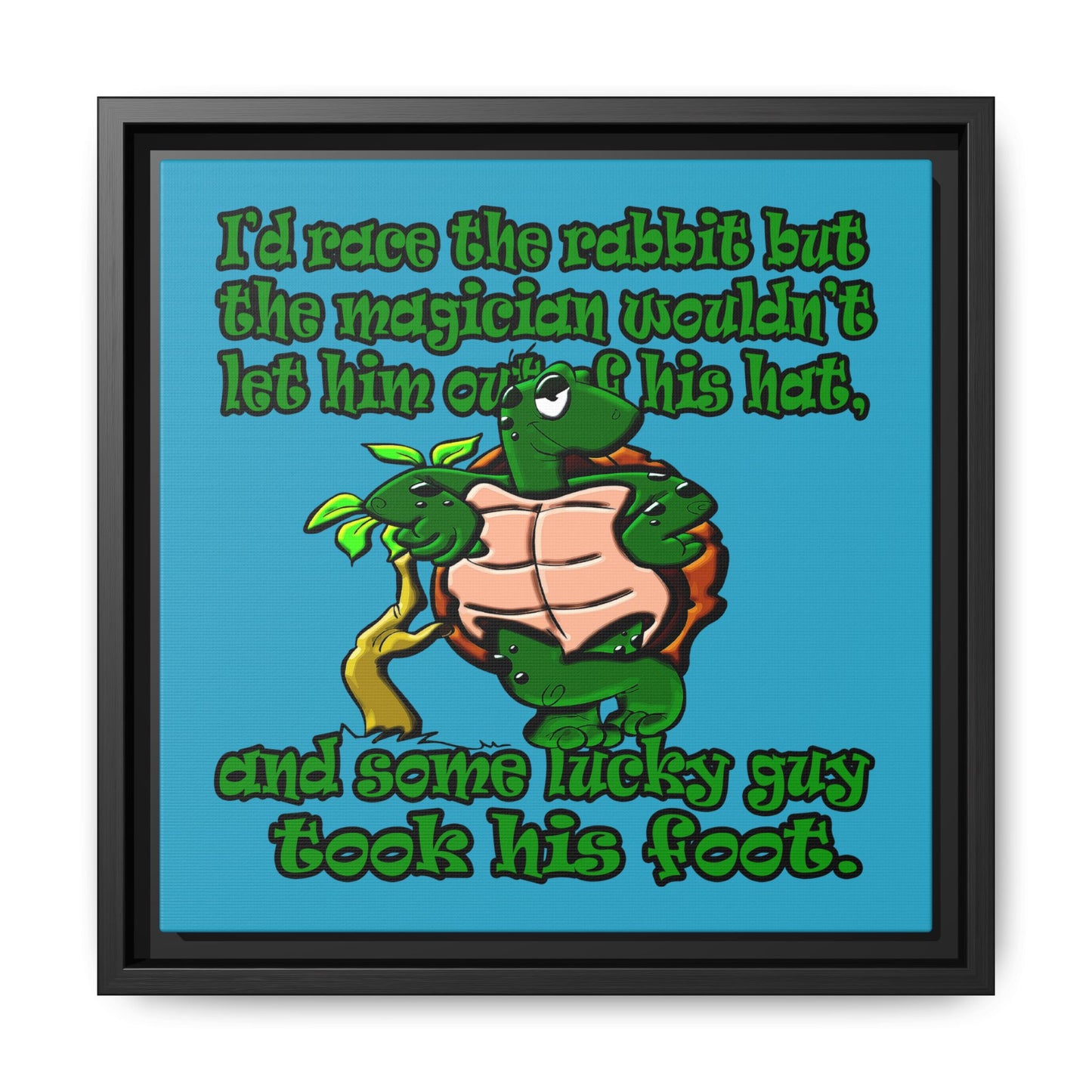 turtle race - framed canvas art (turquoise)