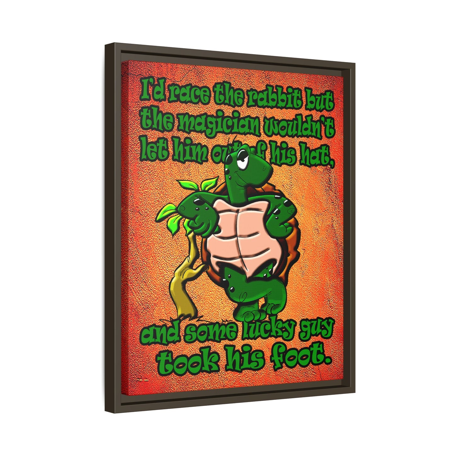 turtle race - framed canvas art (burnt orange)