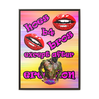 hoes b4 bros - framed canvas art (color blur)