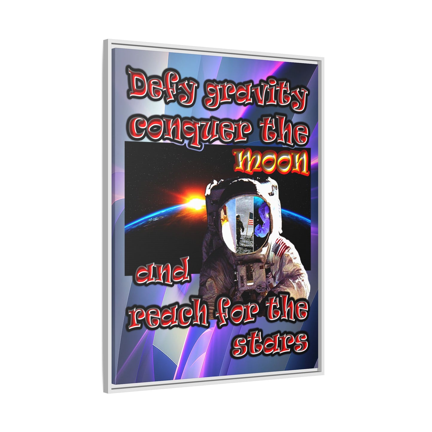 defy conquer reach - framed canvas art (grey-pink wave)