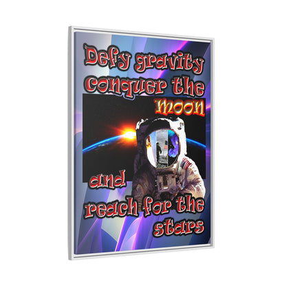 defy conquer reach - framed canvas art (grey-pink wave)
