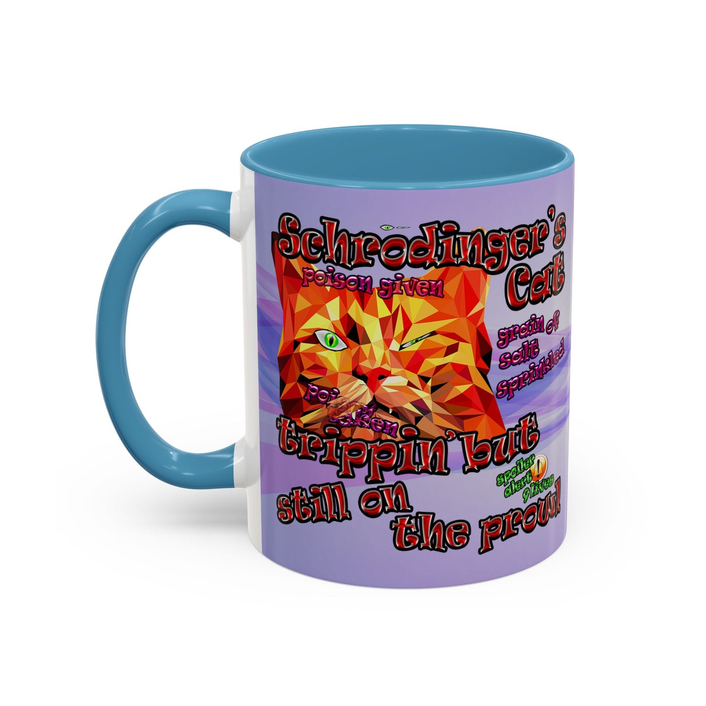 schrodinger's cat - Accent Mug (light blue-pink wave)