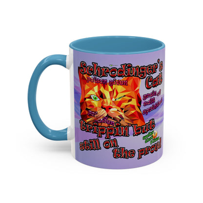 schrodinger's cat - Accent Mug (light blue-pink wave)