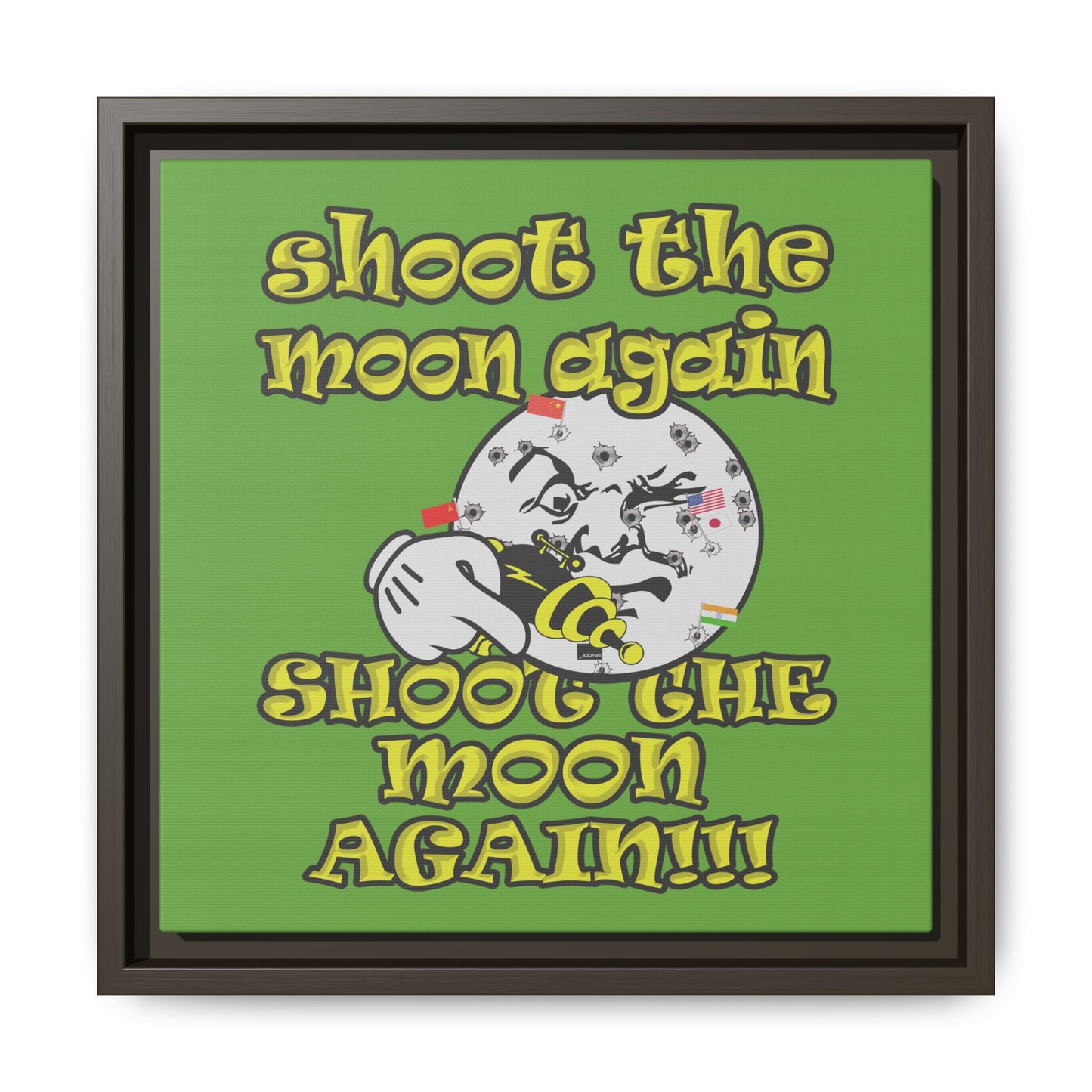 shoot the moon again - framed canvas art (green)