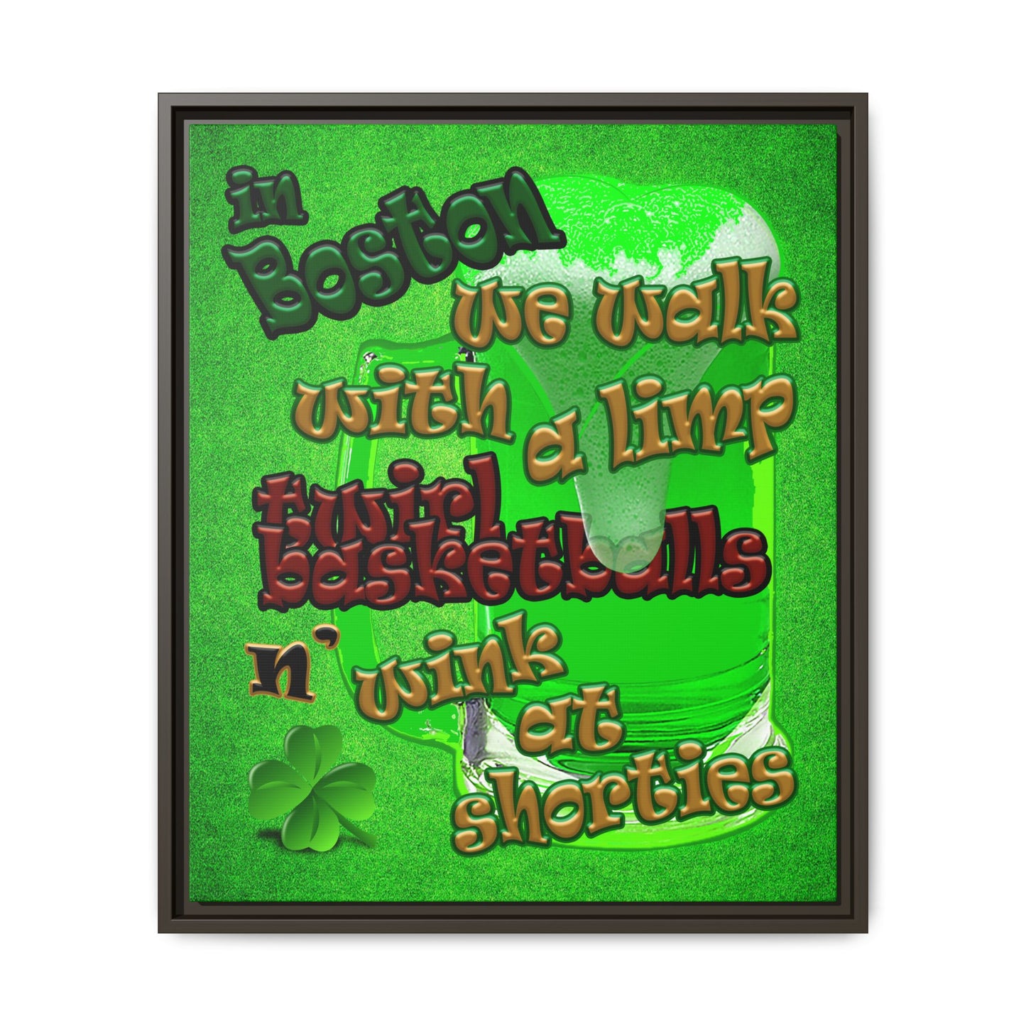 celtics logo - framed canvas art (green turf)