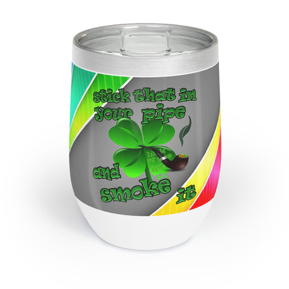 celtics logo - Chill Wine Tumbler (rainbow split)