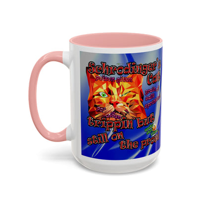 schrodinger's cat - Accent Mug (blue-white wave)