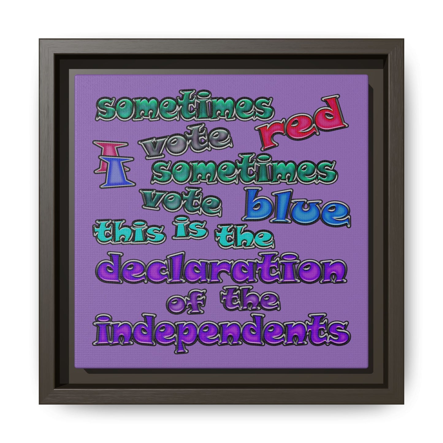 declaration of the independents - framed canvas art (light purple)