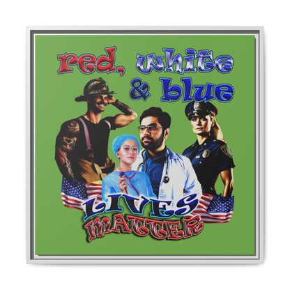rw&b lives matter - framed canvas art (green)