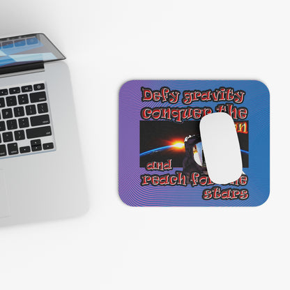 defy conquer reach - Mouse Pad (Rectangle) (light blue-purple wave)