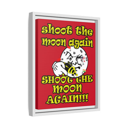 shoot the moon again - framed canvas art (dark red)