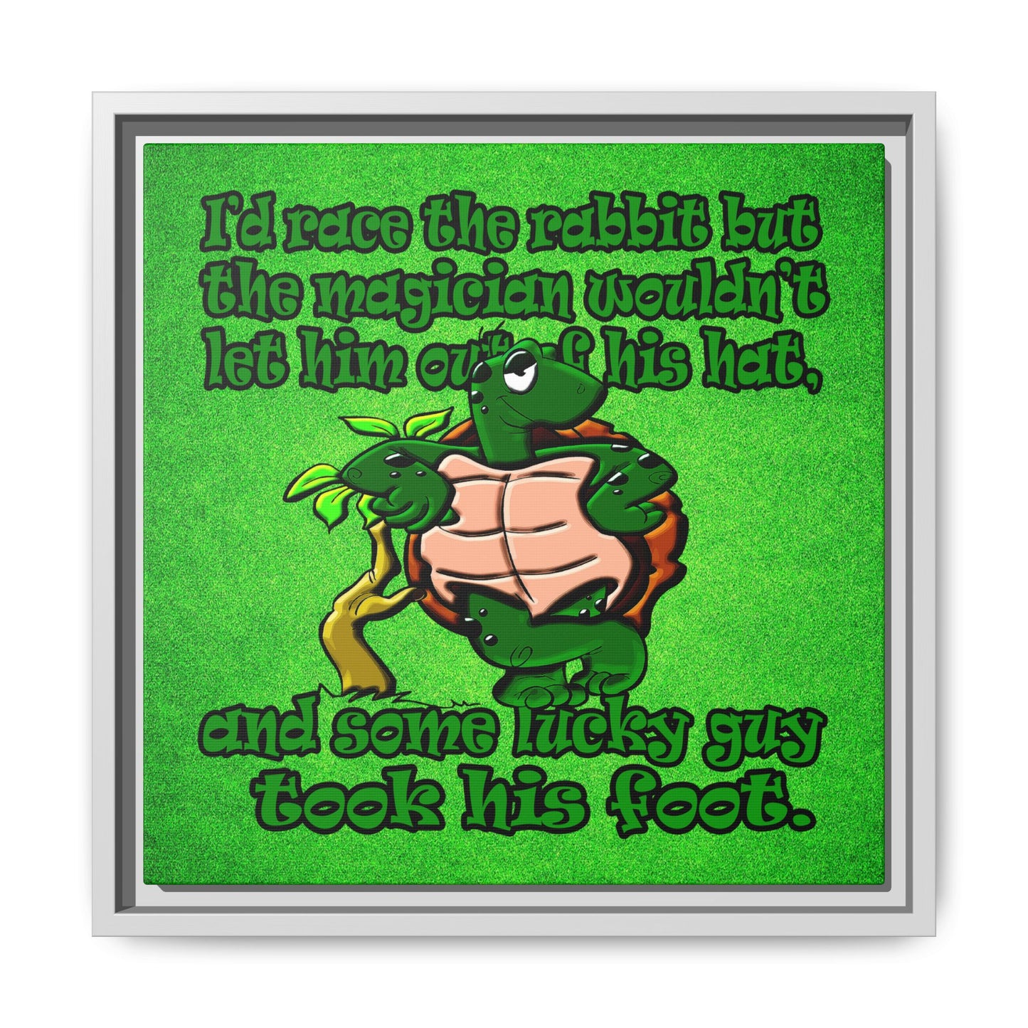 turtle race - framed canvas art (green turf)