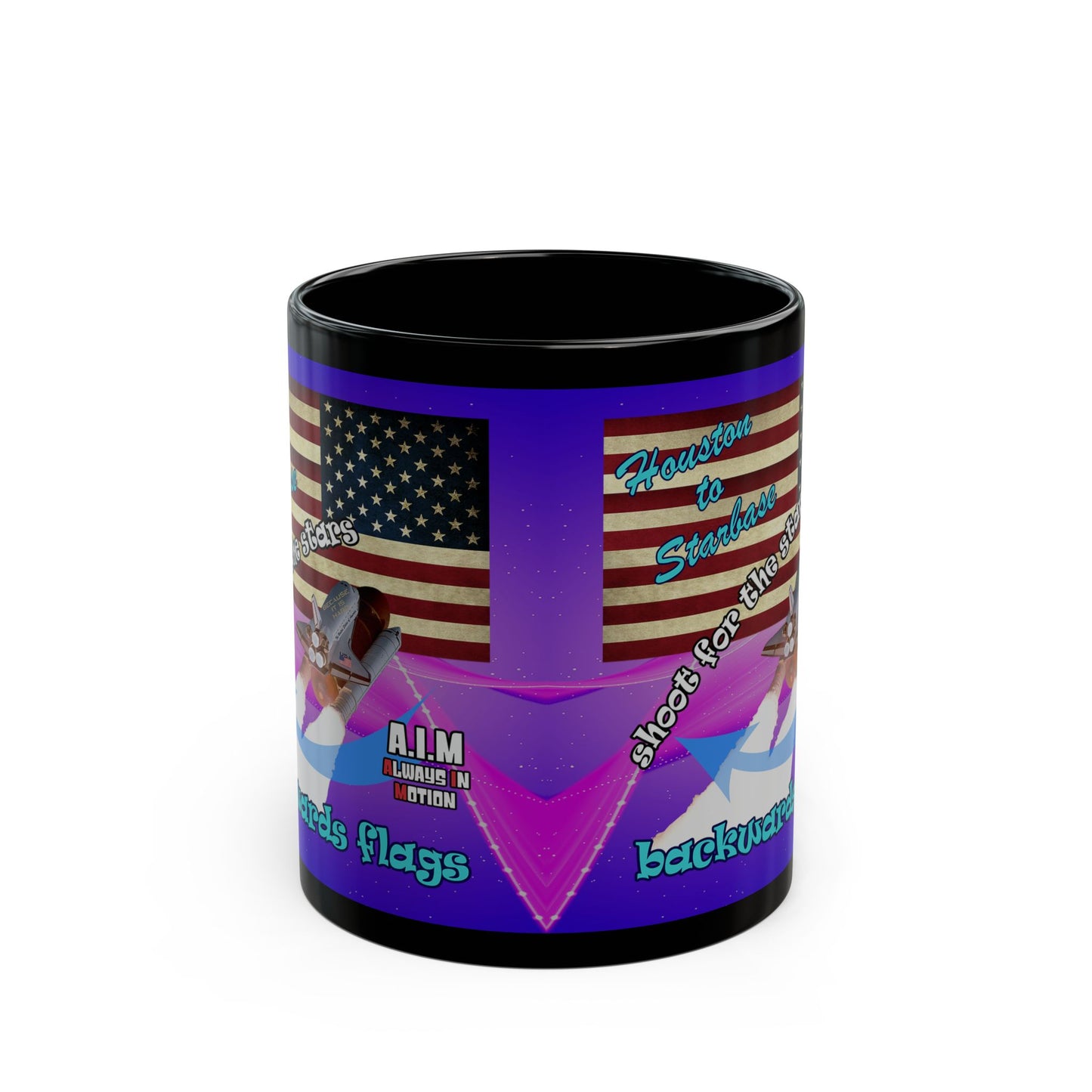 shoot for the stars - Black Mug (purple-pink wave)